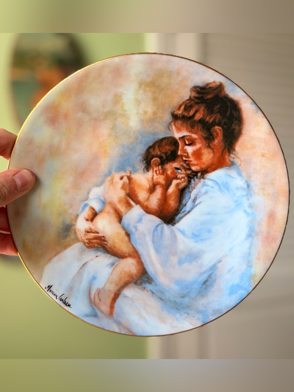 Vintage Limoges France Laura and Child Plate Porcelain Made Art